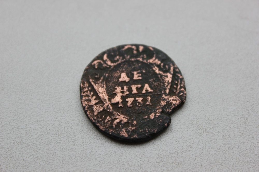Монета медная Деньга 1731 год