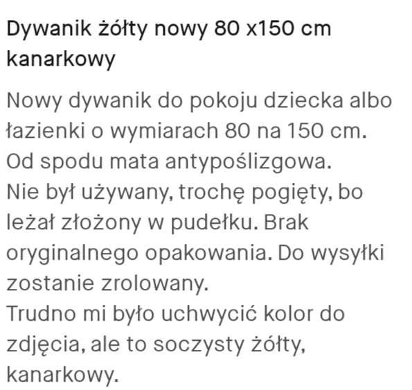 Dywan chodnik żółty kanarkowy 80x150