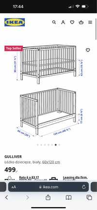 Lozeczko niemowlece Ikea biale stan idealny