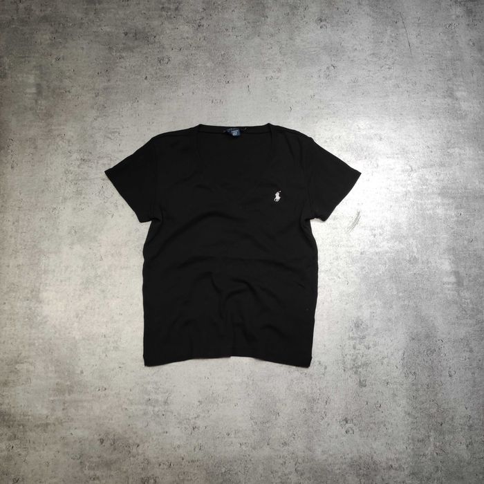 DAMSKA Koszulka PREMIUM Czarna Pętelka Polo Ralph Lauren Konik Logo