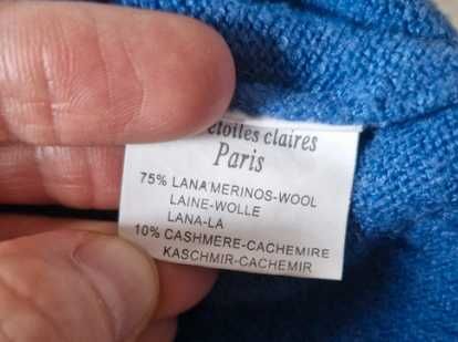 Niebieski sweter z mieszanki Merino Wool , kaszmiru L XL XXL oversize