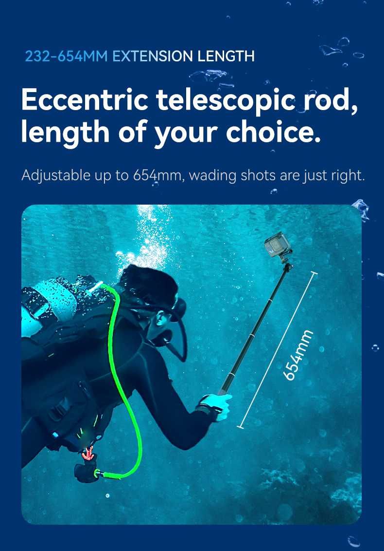 TELESIN wodoodporny kij do selfie do nurkowania GoPro DJI Insta360