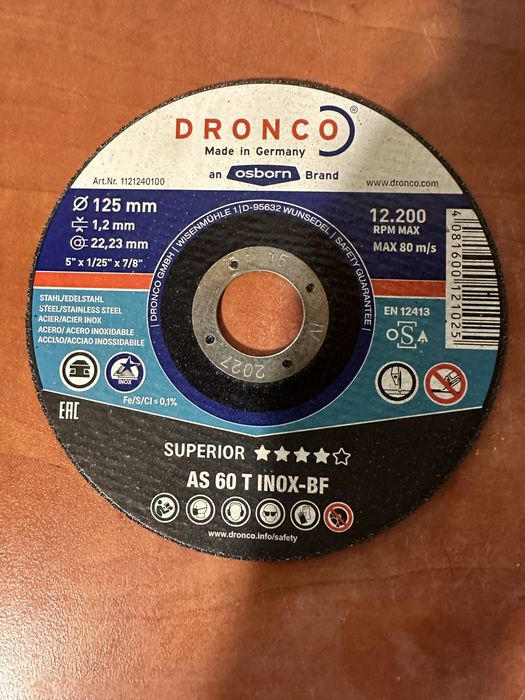 АКЦИЯ!!!Круг відрізний dronco 125х 1.2 по металлу