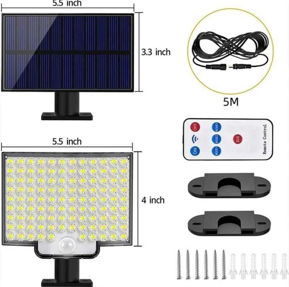 Luz Solar Exterior com Controlo Remoto / Sensor Movimento