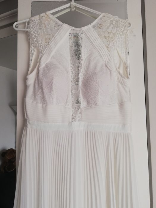 Suknia ślubna koronka plisy prążek 38/170cm