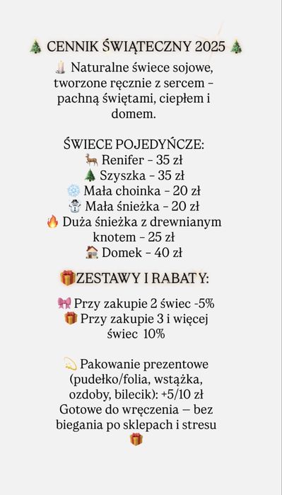 Świece sojowe handmade święta