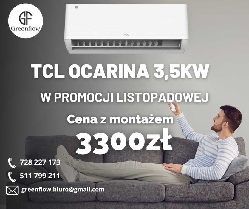 Klimatyzator TCL Ocarina Grzanie klimatyzacją nawet przy -30°C!
