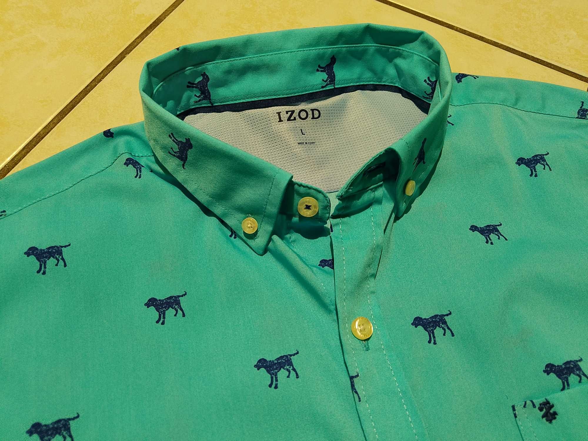 IZOD USA - NOWA! z LOGO Koszula Męska krótki rękaw rozmiar L