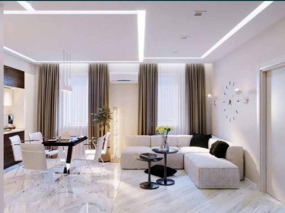 Ремонт натяжного потолка.Слив воды.Установка нового потолка