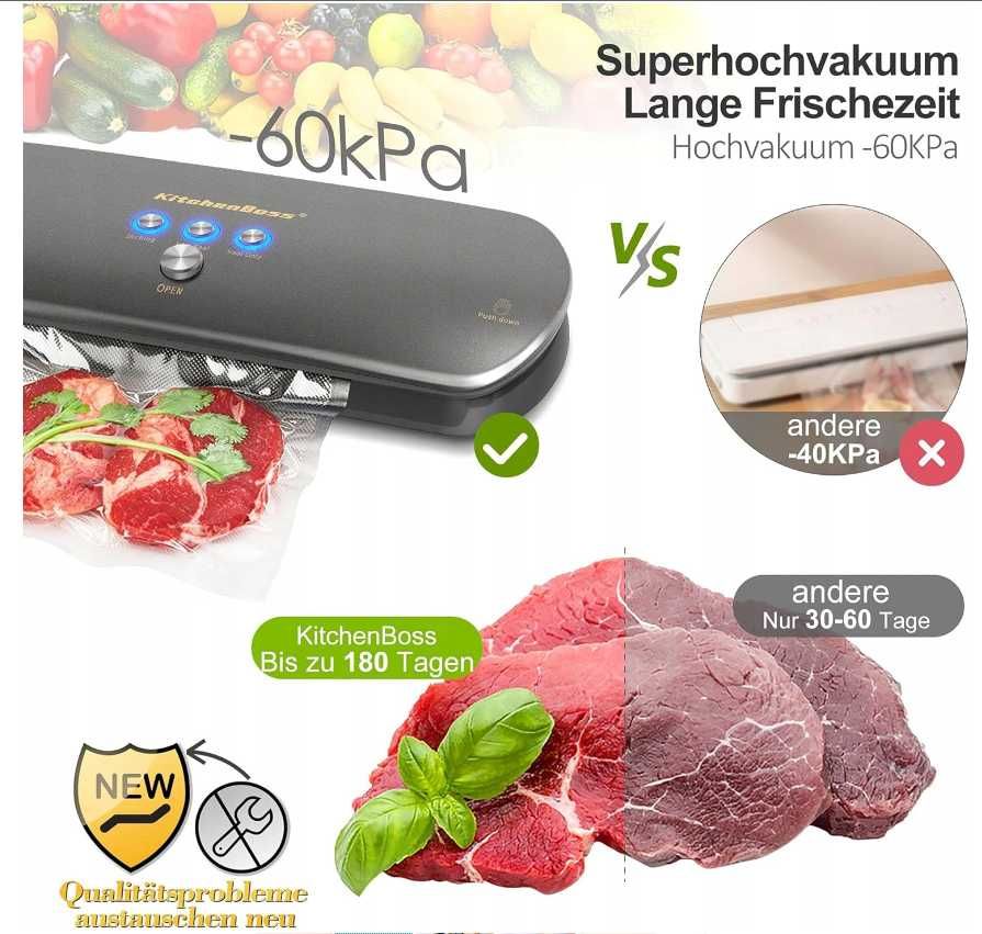 KitchenBoss Zgrzewarka próżniowa 3w1 do suchych i wilgotnych produktów