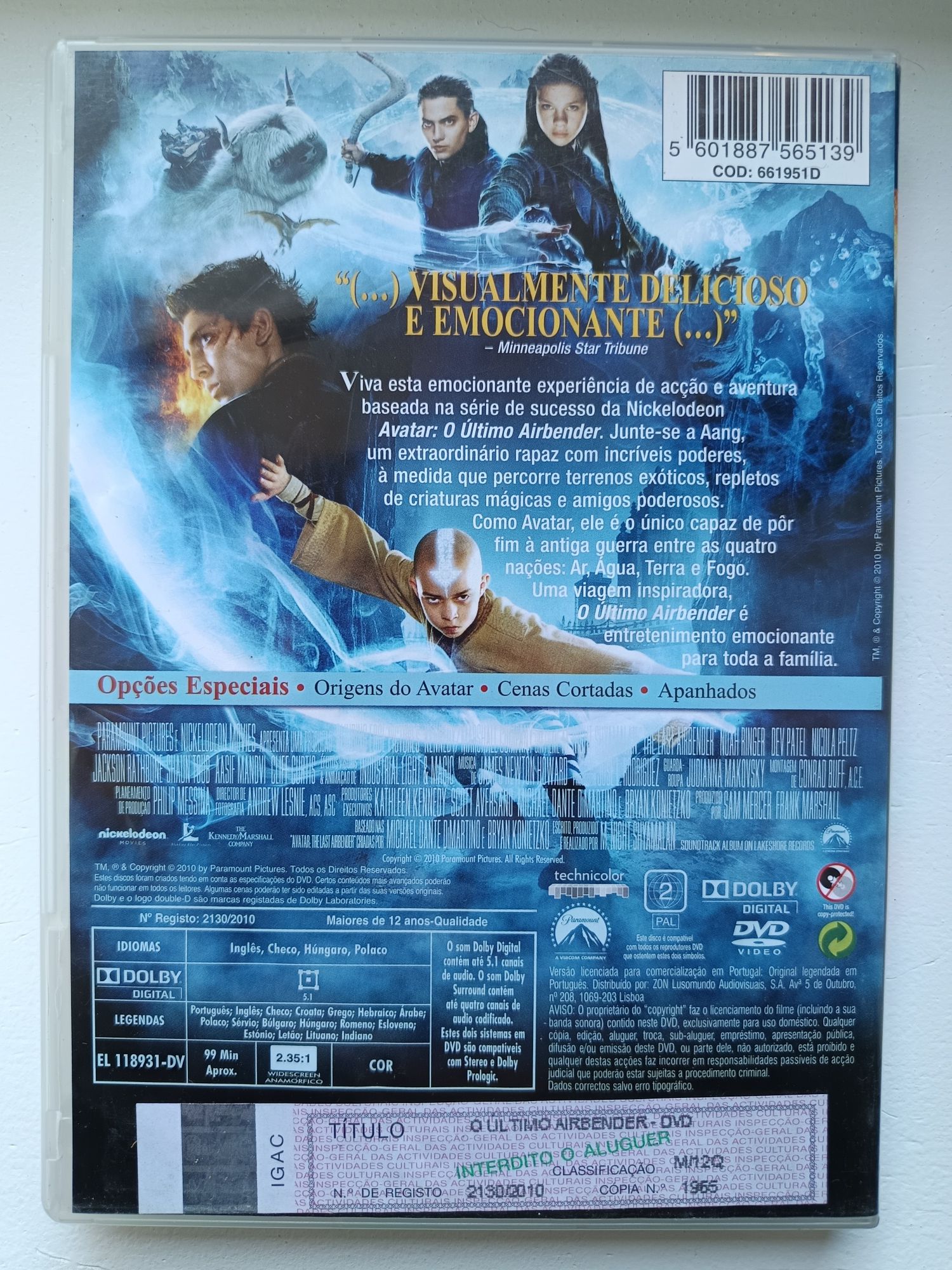 DVD o último airbender