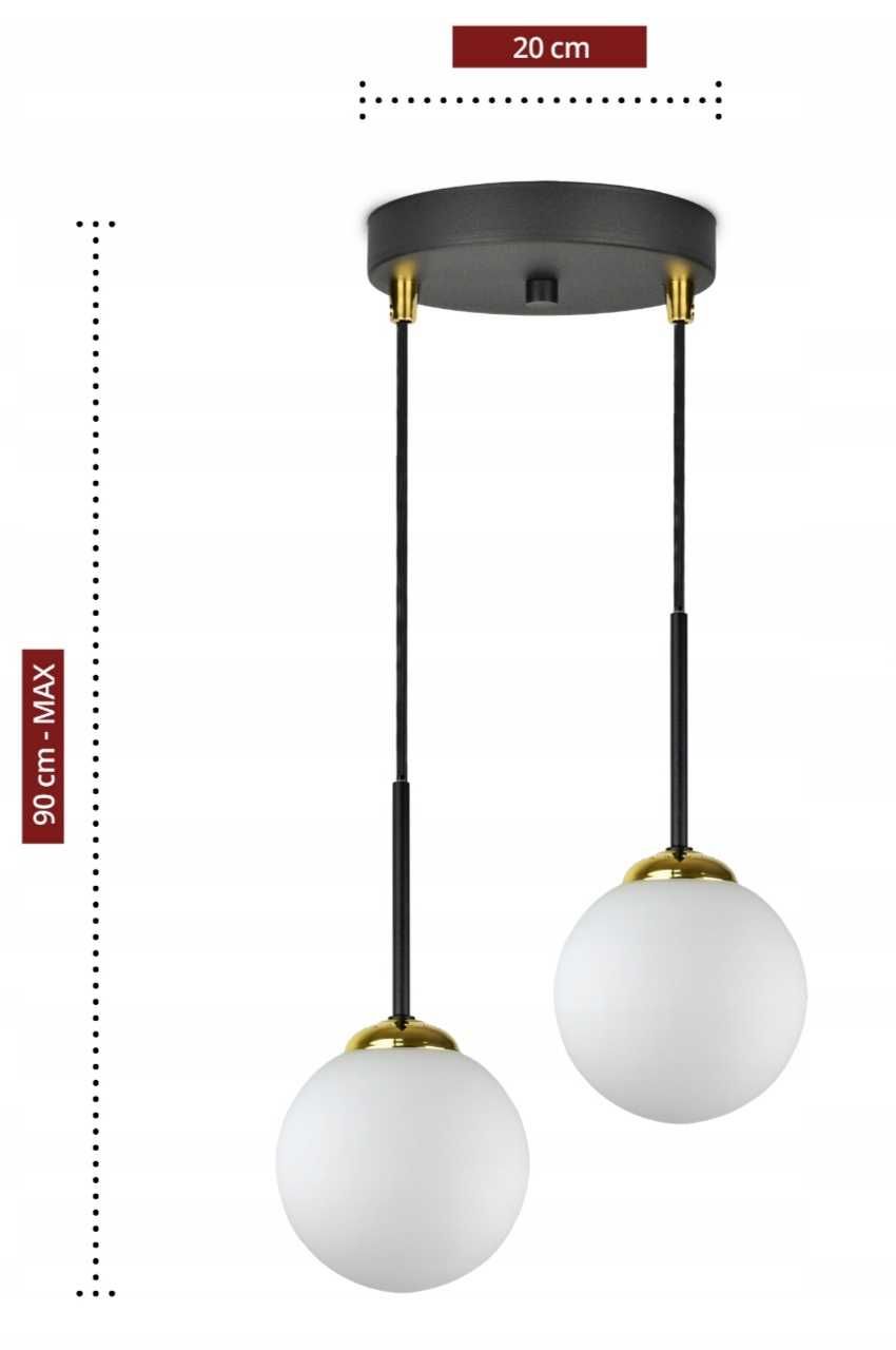 Lampa podwójna wisząca biała złota czarna loft nowoczesna