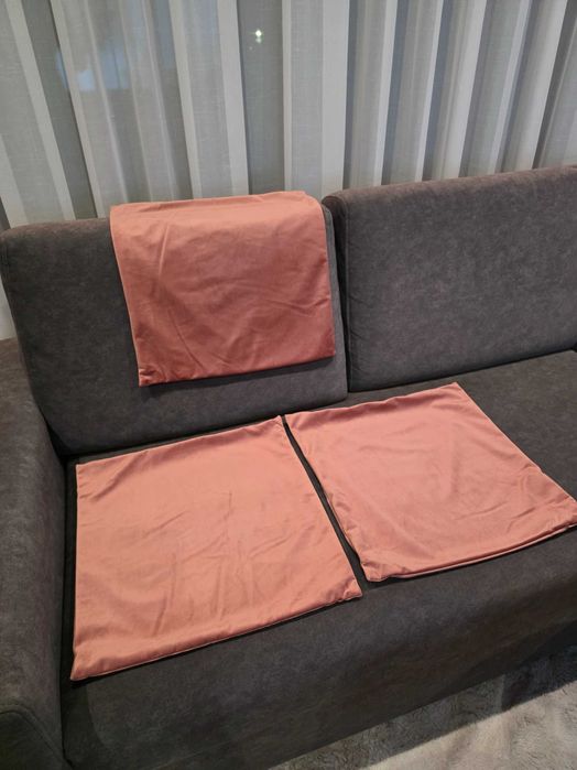 Poszewki na poduszki welurowe 45x45 cm w kolorze golden rose 3 sztuki