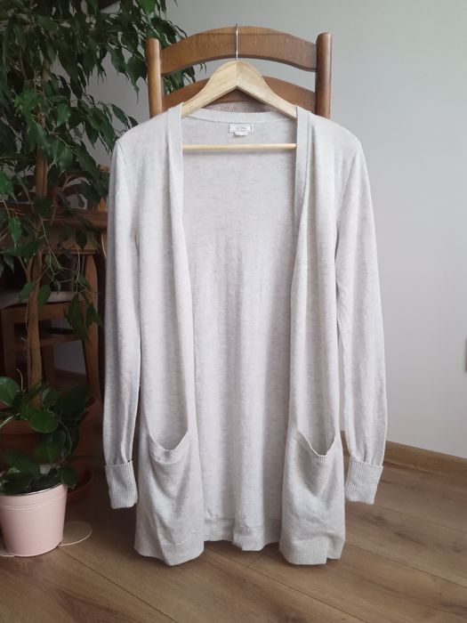 FatFace długi wełniany sweter z kieszeniami