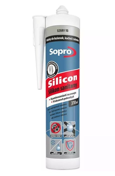 Sylikon sanitarny firmy sopro szary15 12 szt.