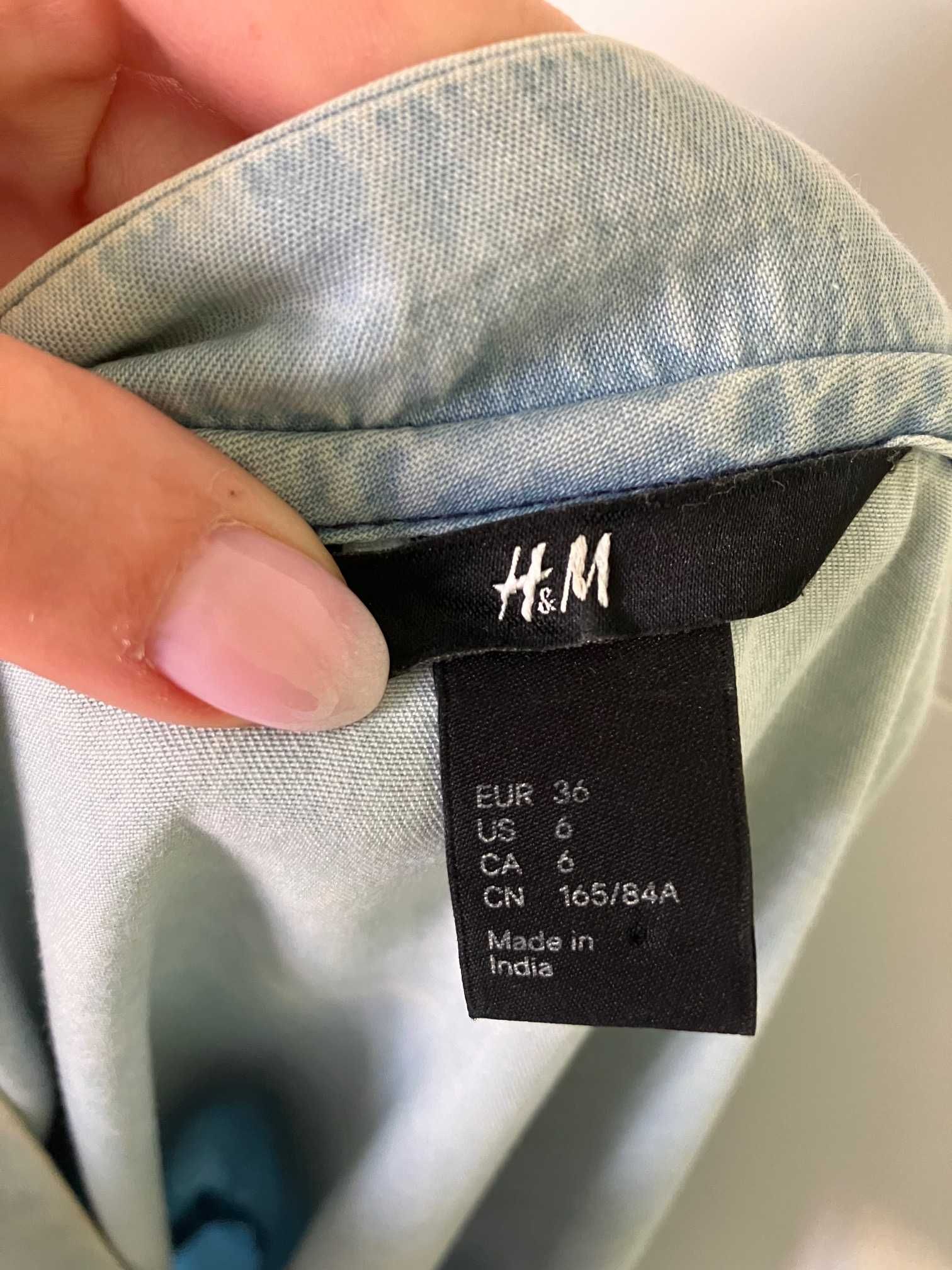 Sukienka jeansowa bawełniana H&M błękit cieniowana S