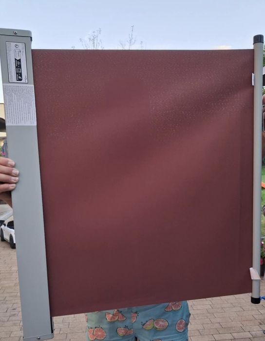 Wysuwana markiza boczna/parasol/oslona na taras, 80 x 300 cm, brązowa