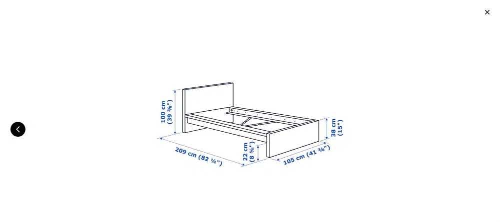 Cama Malm solteiro com estrado de pés em metal