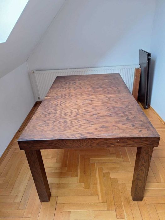 Stół okleina naturalna wenge 100x160x76cm plus dokladki