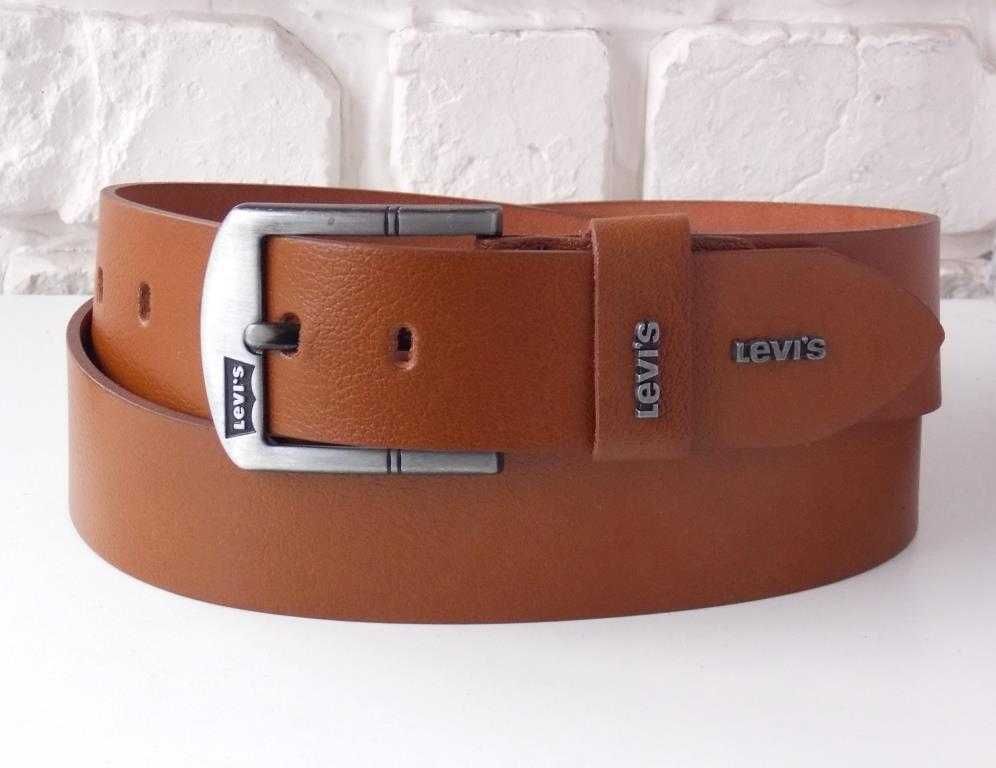 Коричневий ремінь шкіряний чоловічий Levis  / ремень мужской кожаный