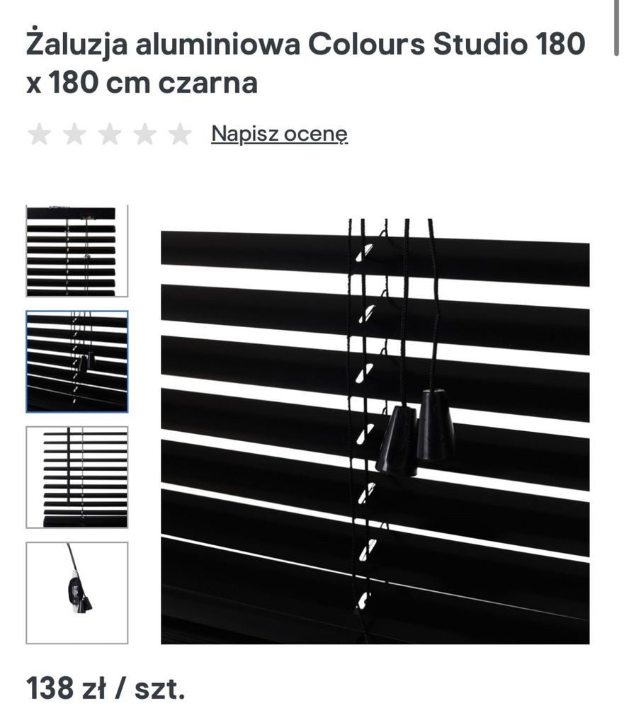 Żaluzja aluminiowa Colours Studio 180x180 czarna