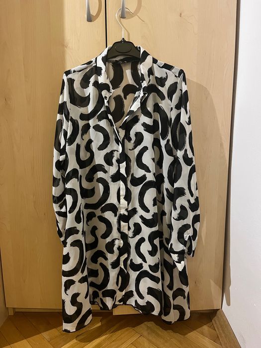 Sukienka / tunika czarno-biała vintage