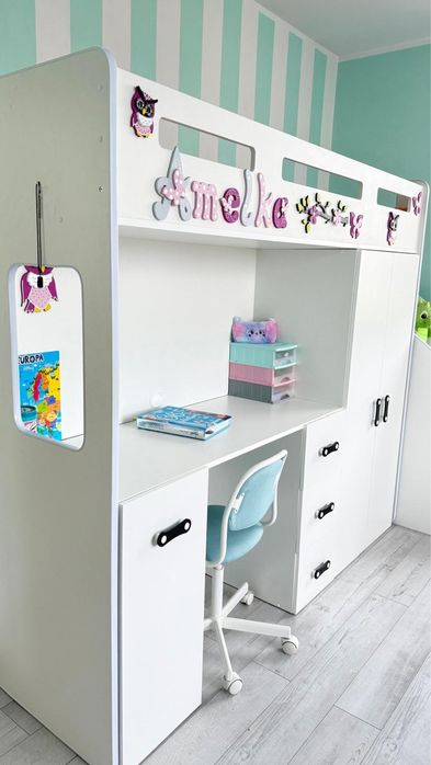 Piętrowe łóżko dziecięce białe