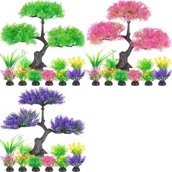 Borlech Akwarium Dekoracja Sztuczne Plastikowe Rośliny