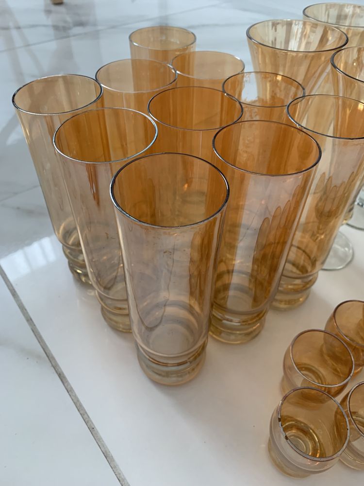 стаканы бокалы стеклянные желтые