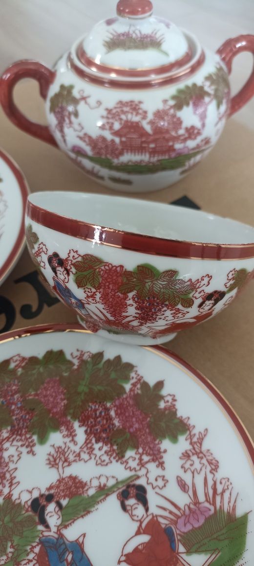 Zestaw deserowy oryginalna chińska porcelana kpl.