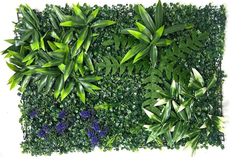 Painel Jardim Vertical de Parede com Plantas Artificiais de 60 x 40 cm