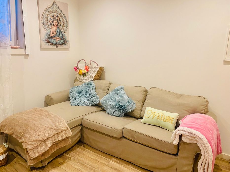 Sofá com chaise longue do Ikea