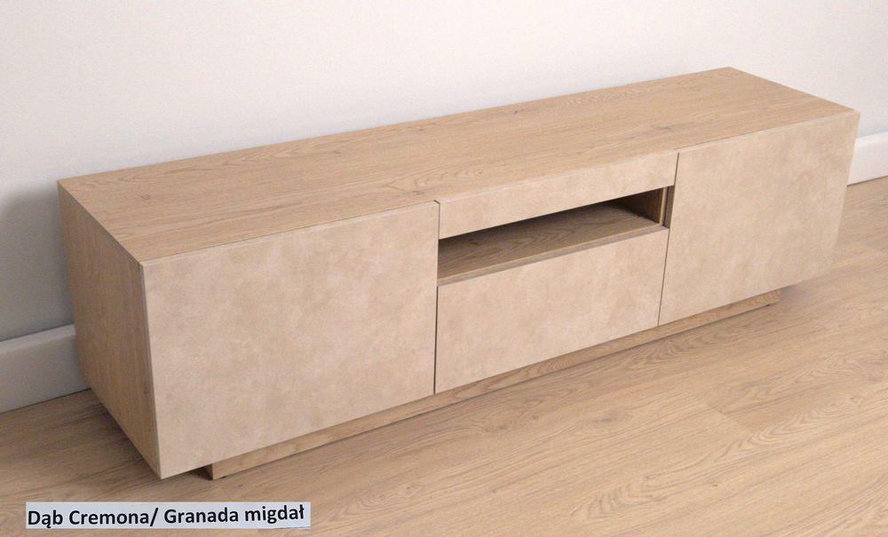 Szafka RTV AURA 150 cm uniwersalna dąb cremona / granada migdał