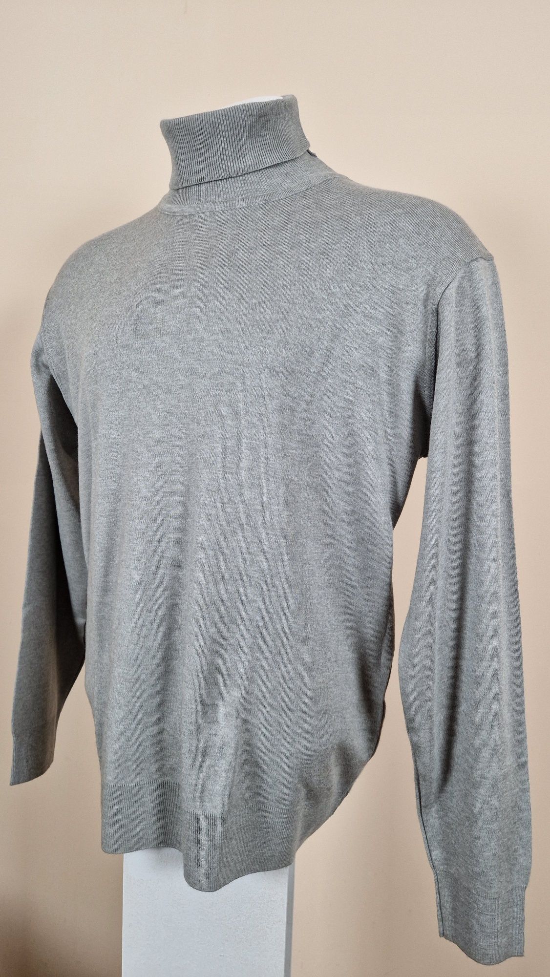Sweter męski golf rozmiar XXL szary jasny szary sweter do marynarki