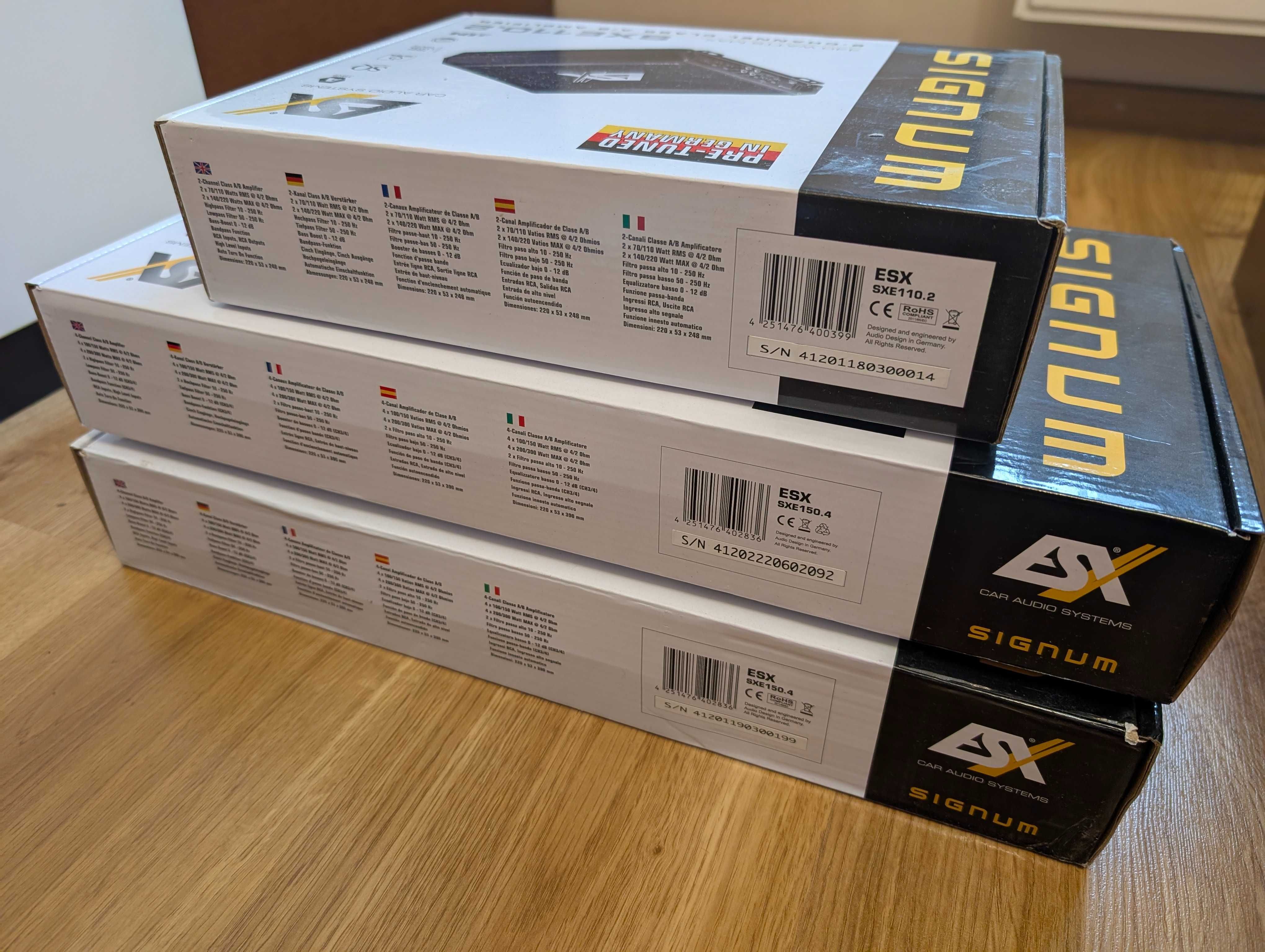 wzmacniacz samochodowy, producent ESX – model SXE150.4, gwarancja