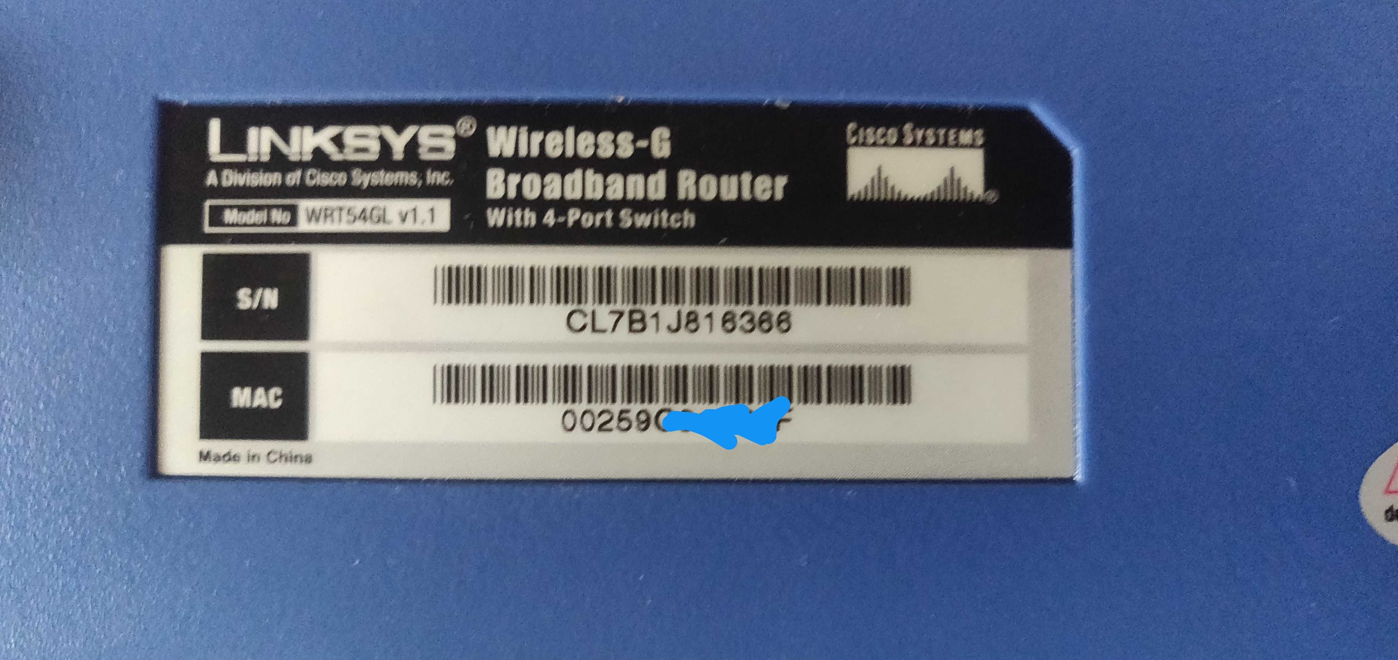 Router Linksys WRT54GL V.1.1.