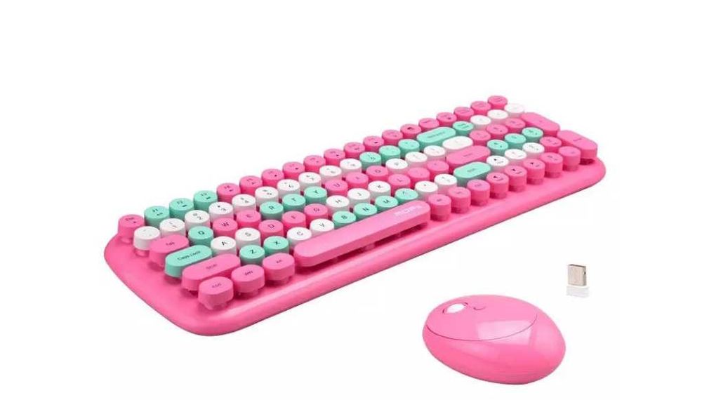 Nowy Bezprzewodowy zestaw klawiatura + myszka MOFII (różowy)