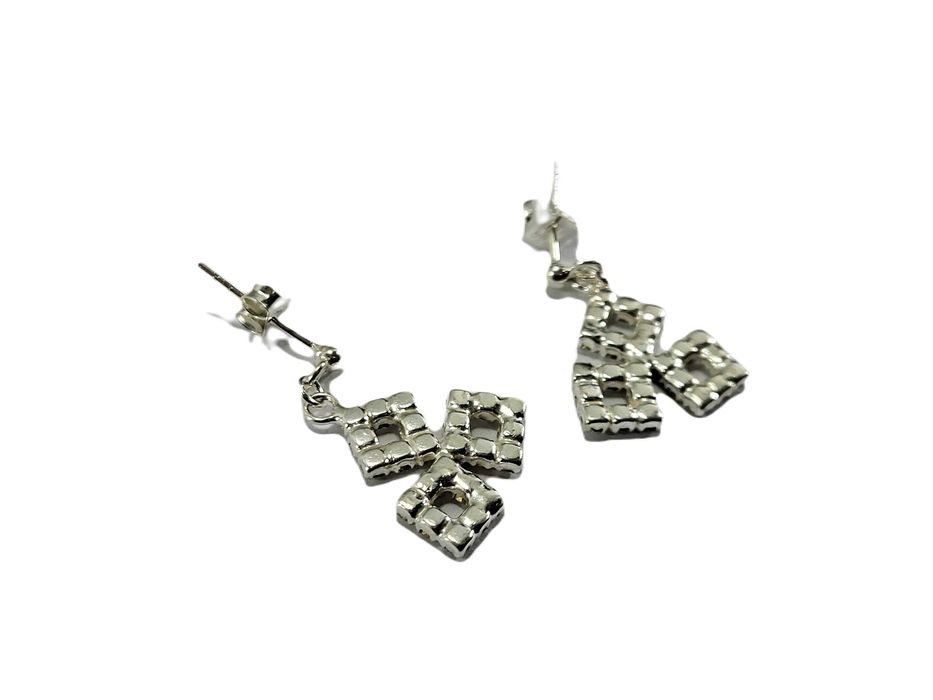 SDG433 srebrne kolczyki kwadraty z cyrkoniami 925 na sztyft