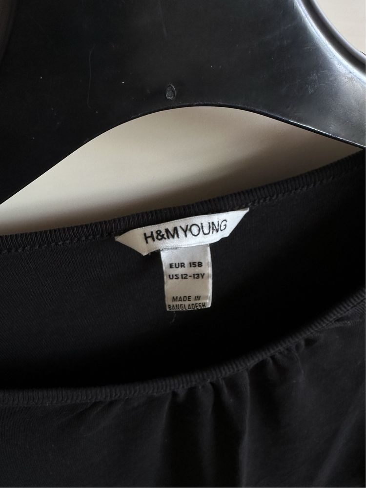 Czarna bluzka z długim rękawem H&M rozmiar 158,