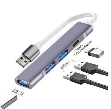 USB-C HUB ADAPTER Rozdzielacz 4in1 - 1x USB-C 3x USB-A BacBOOK / Phone