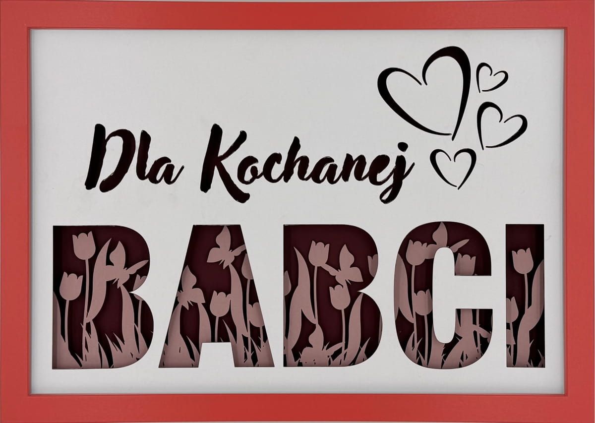 Ramka 3D shadow box Dla Kochanej Babci Tulipany 32x23