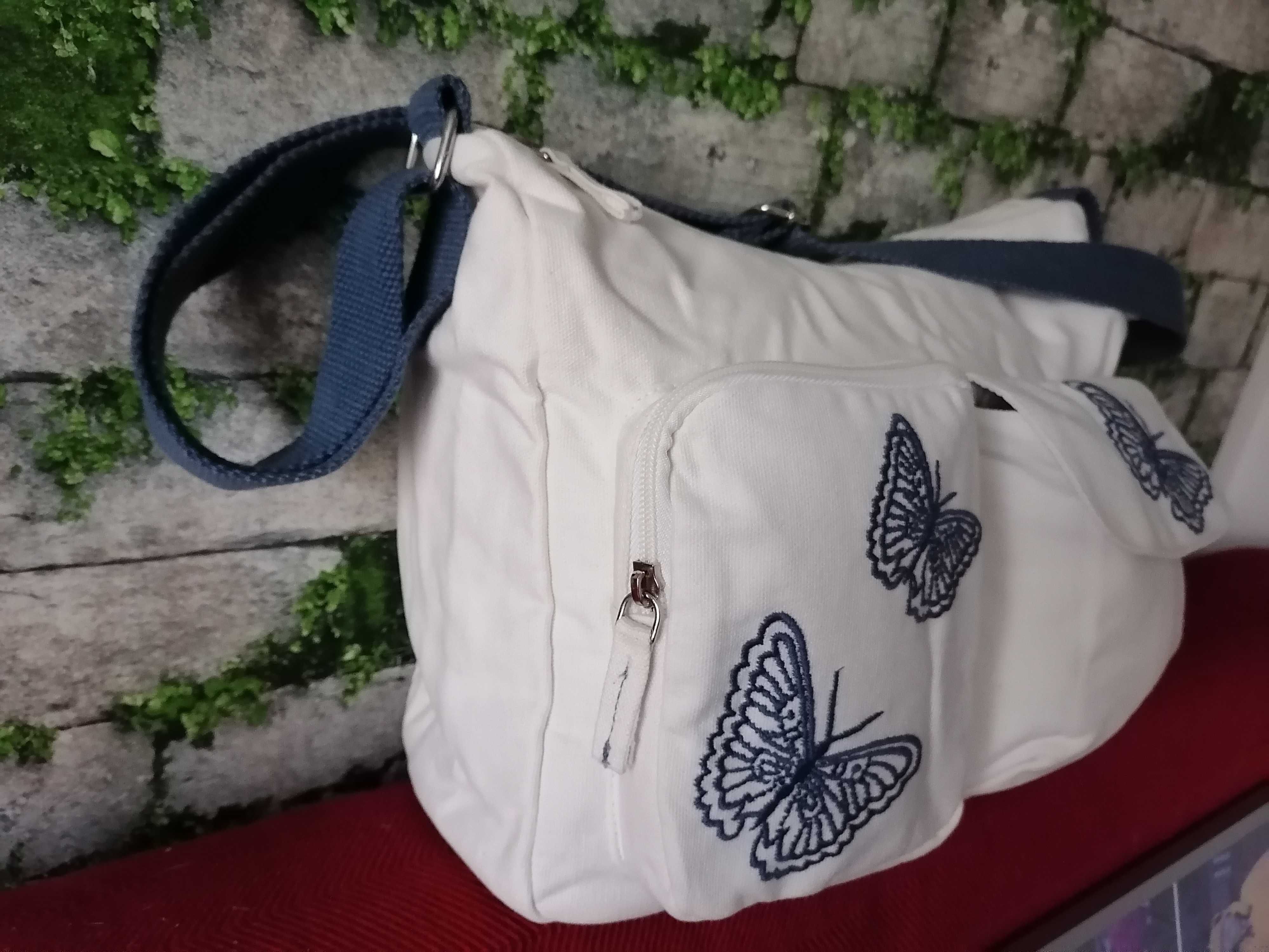 nowa torebka torba na ramię plaża haft haftowane motyle wiosna lato