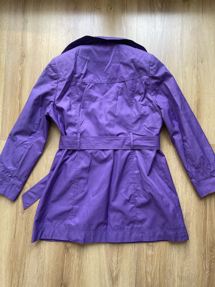 Plaszcz z paskiem fioletowy wiosenny plus size r. 44 XXL