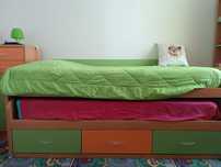 Cama dupla 200x90 com três gavetas