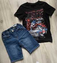 Chłopięce szorty spodenki  jeansowe + t-shirt Cropp czarny 158/164cm