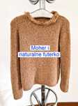 Sweter włoski, mohair, karmel/toffi, lekki, pod szyją futerko–38/40