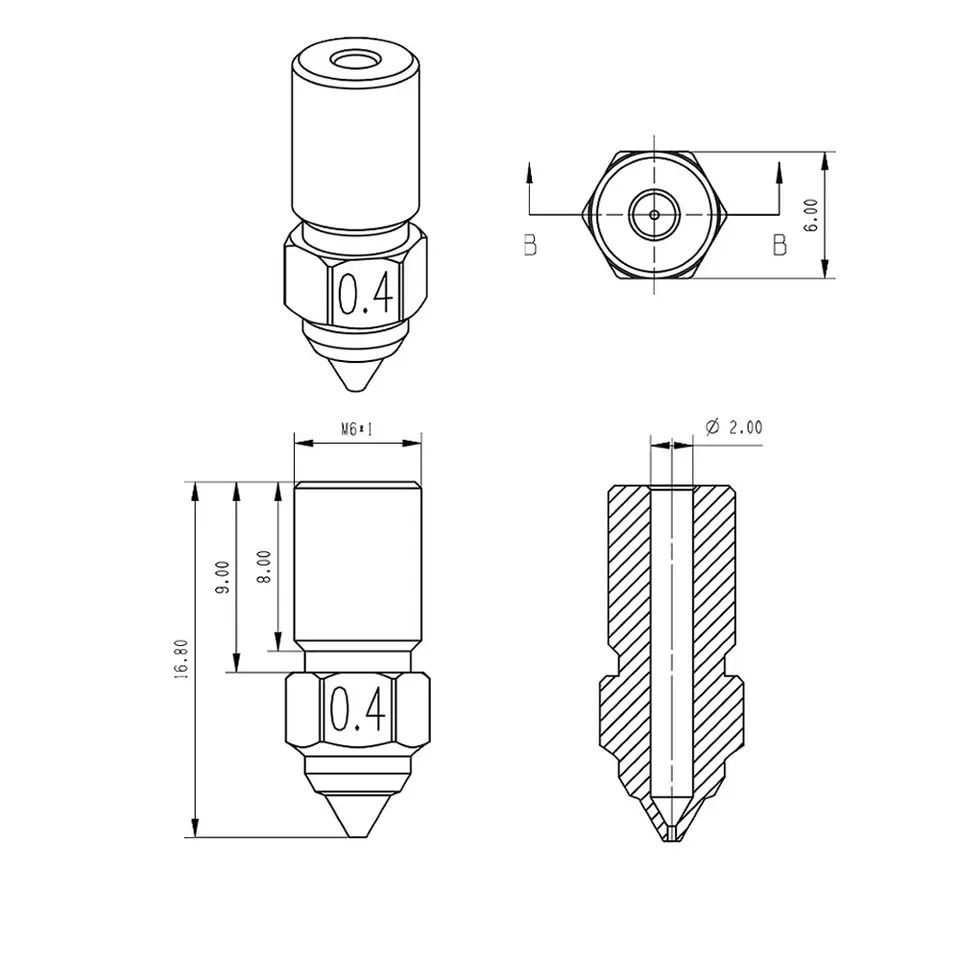 Сопло 3D принтера Creality Ender 3 V3 SE медь с покрытием