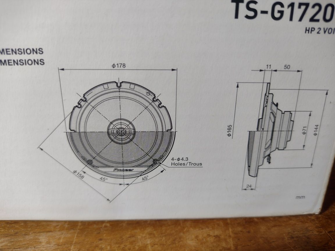 Pioneer głośniki dwudrożne 300watt