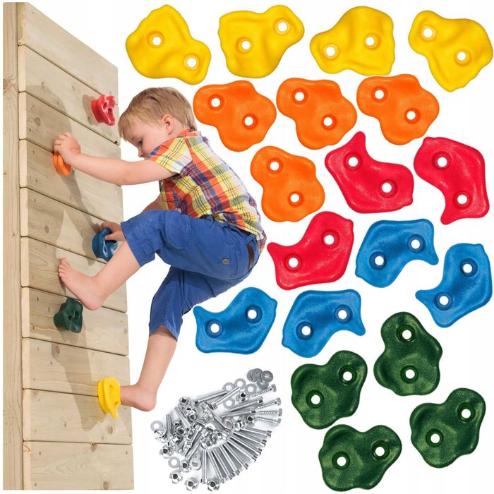 Kamienie do Wspinaczki dla Dzieci Duże Śruby zestaw 20