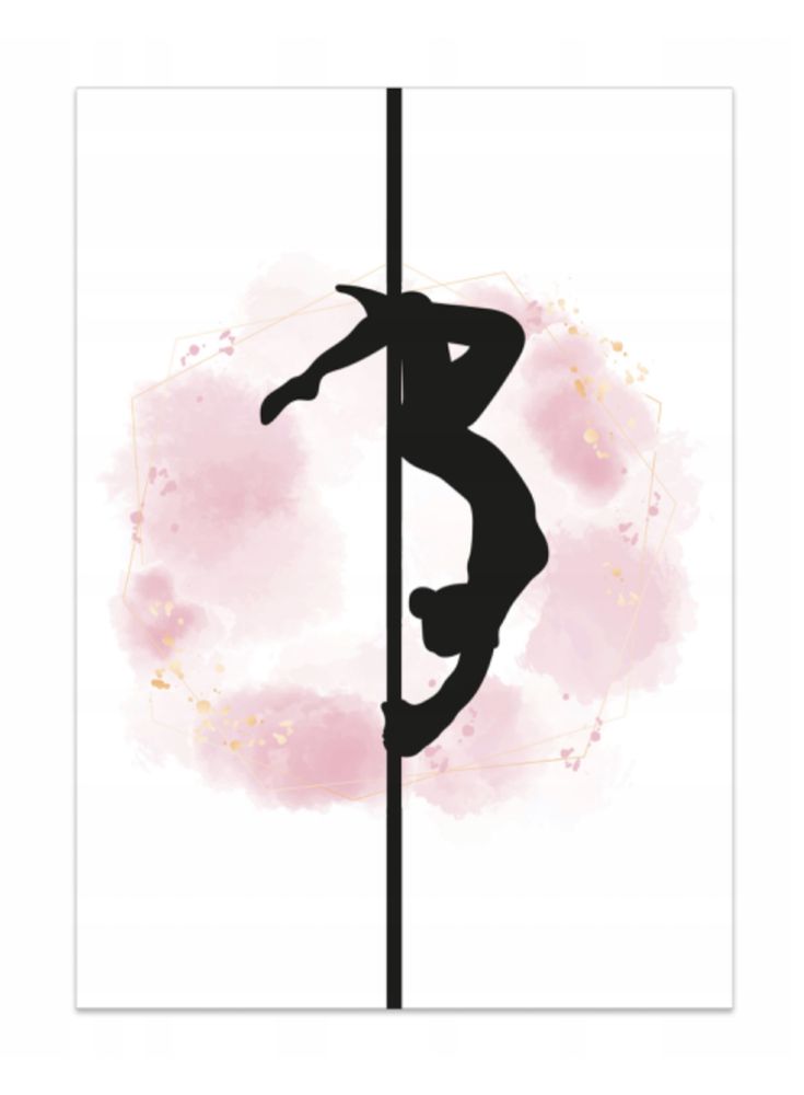 Plakat obrazek pole dance, PD, sylwetka, czarno różowy 40x50 cm